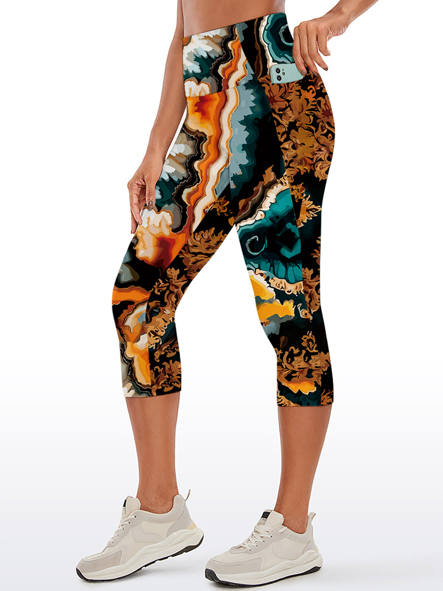 Vibrant agate pattern tie dye water ripple capris