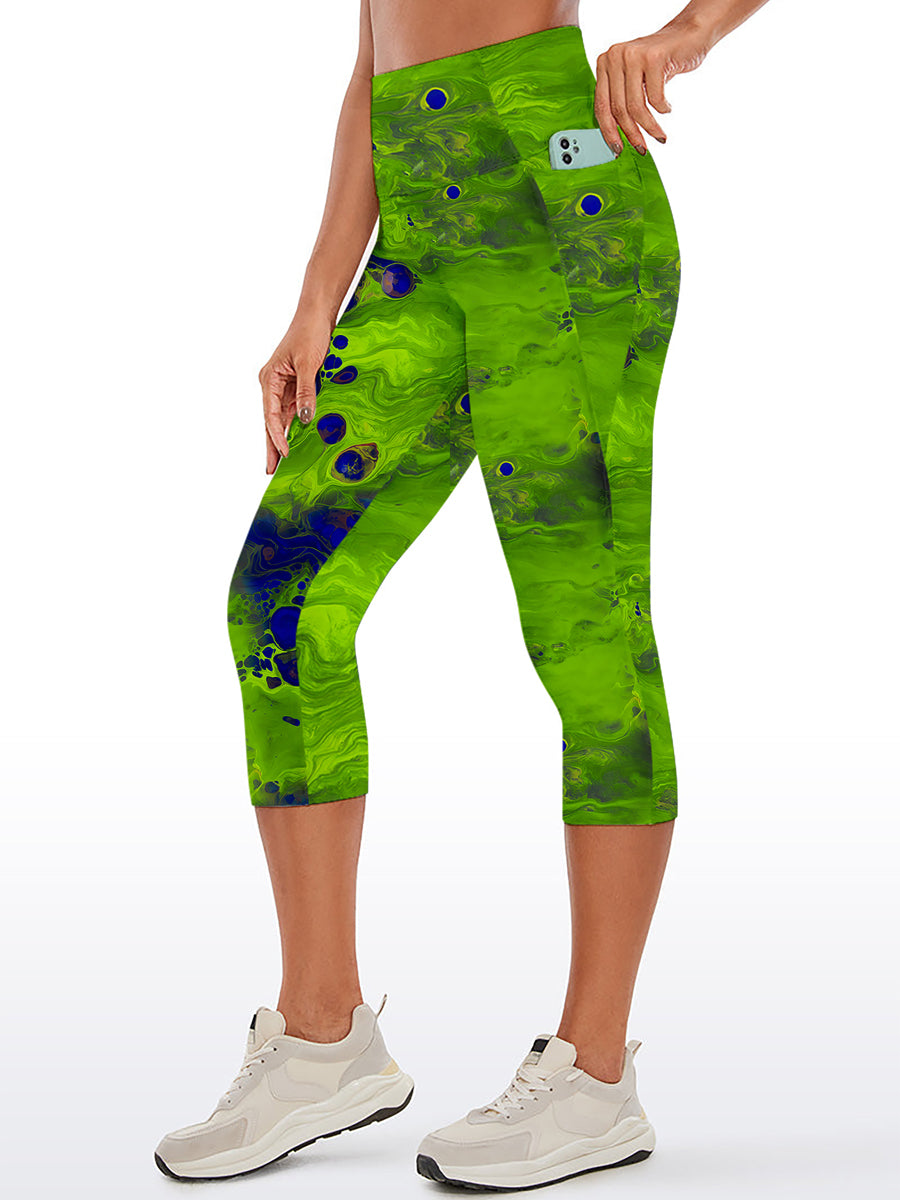 Abstract psychedelic green fluid water ripple capris