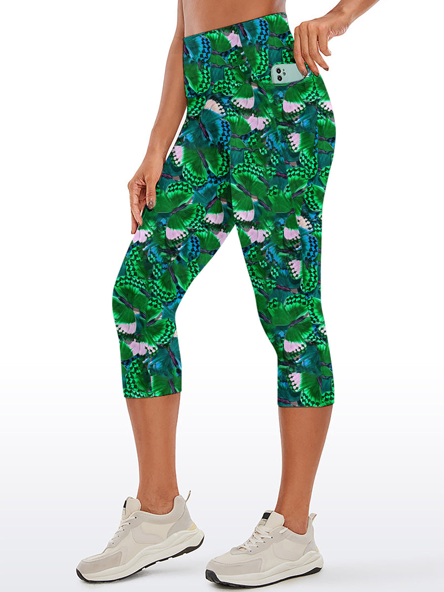 Animal watercolor green butterfly capris