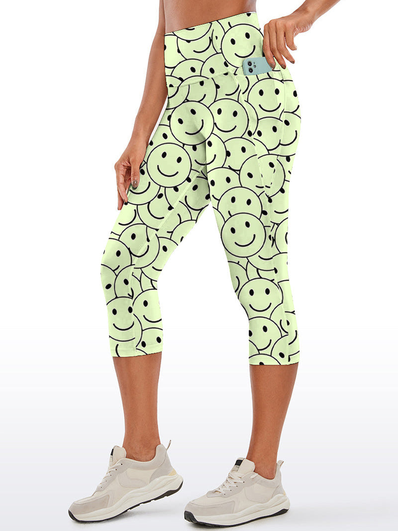 Funny smile dope faces seamless green capris