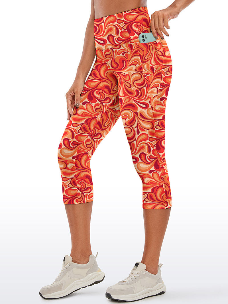 Flower abstract curly floral endless red capris