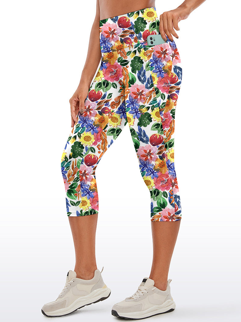 Flower hibiscus sunflower watercolor capris