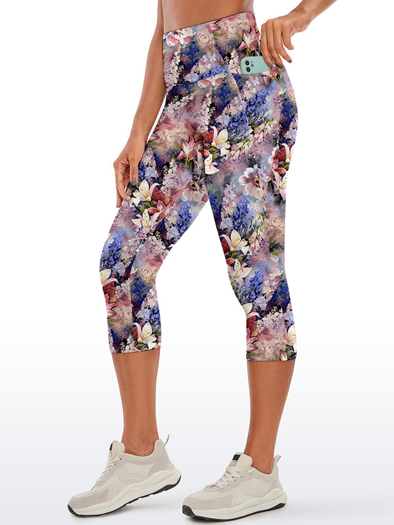 Flower magnolia peonies patchwork capris