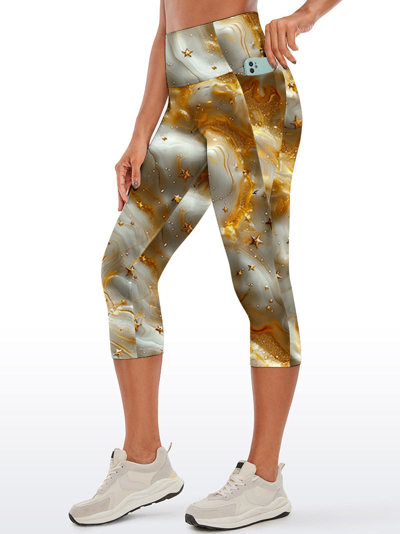 Gilt water ripple gold star capris
