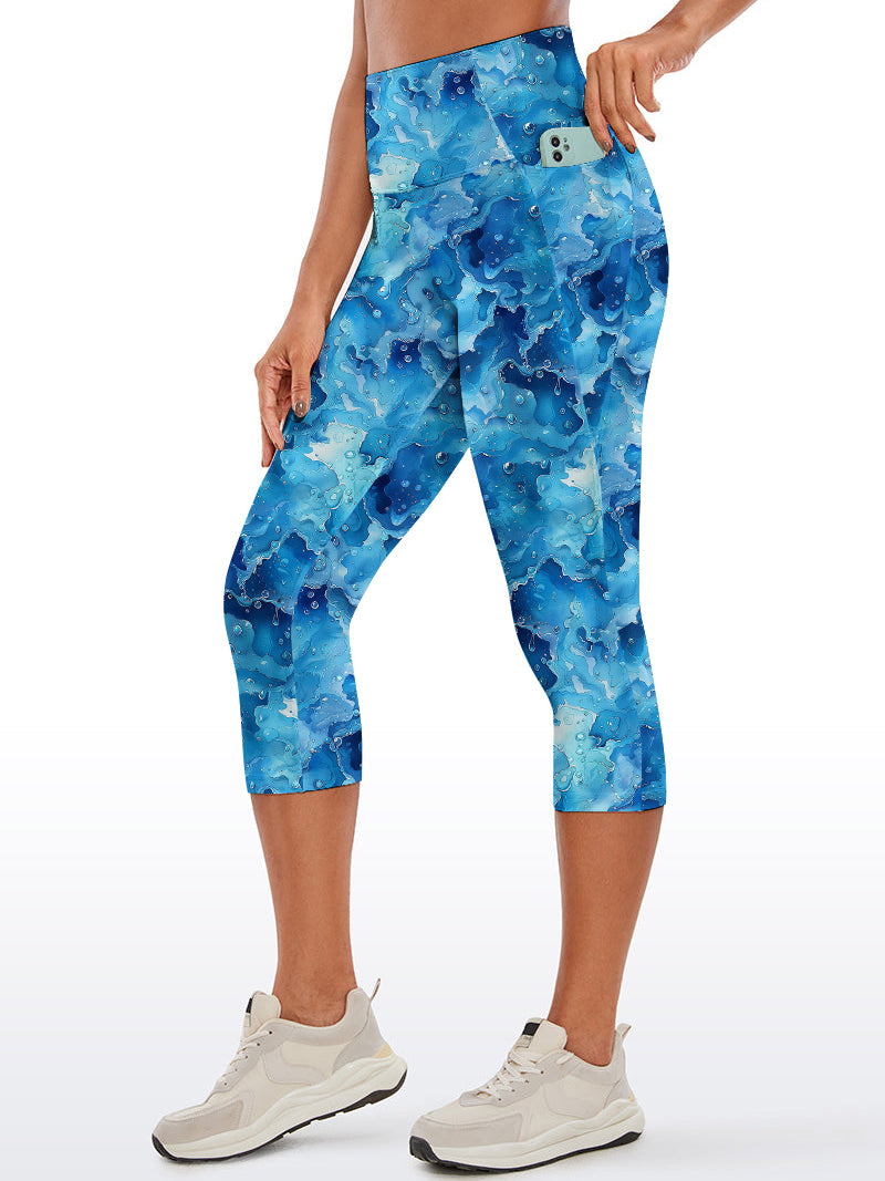 Abstract watercolor blue water ripples capris