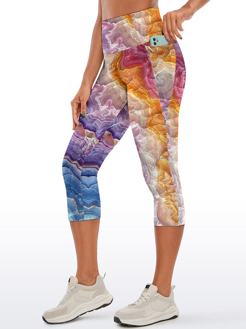 Colorful gradient marble gilt water ripple capris
