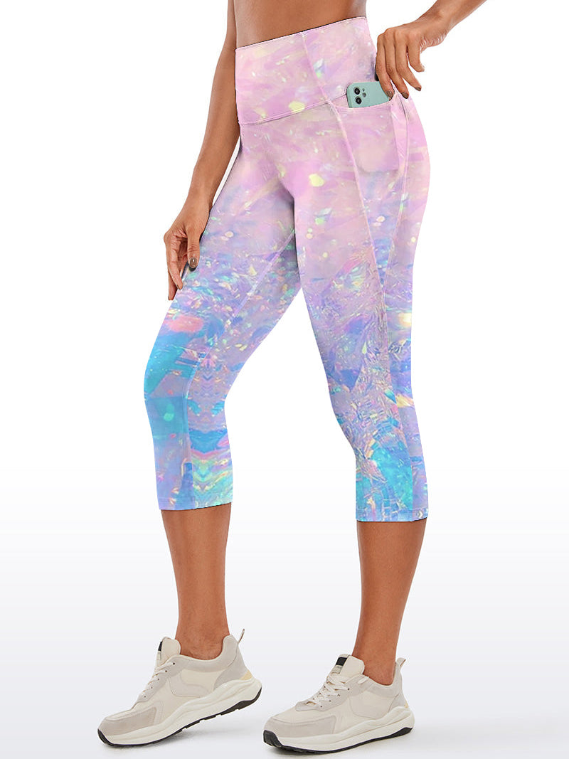 Rainbow shiny pink and blue gradient capris