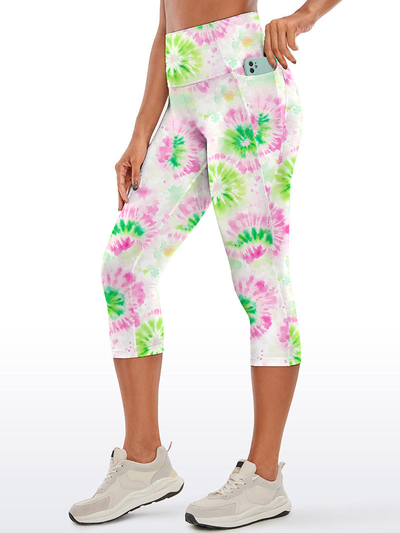 Colorful green pink tie dye seamless capris