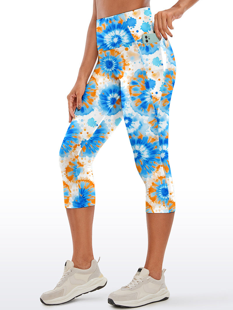 Colorful blue swirl tie dye capris