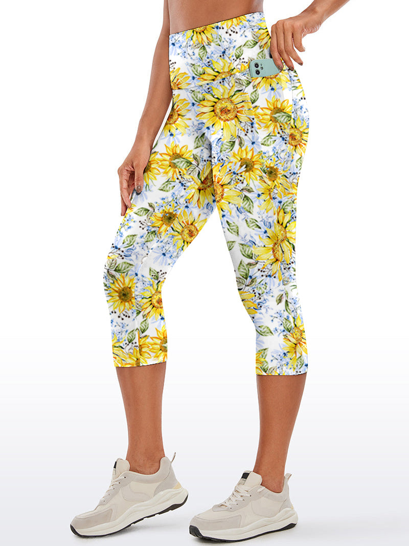 Flower watercolor sunflower yellow capris