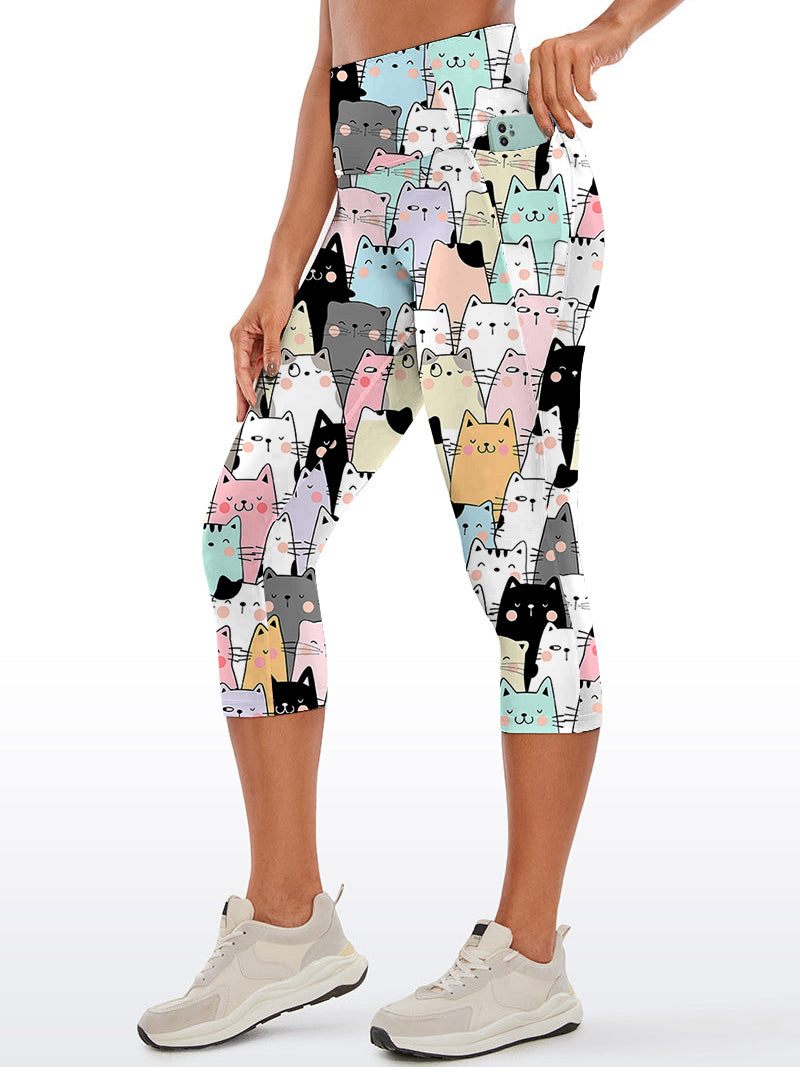Animal cartoon colorful cat head capris