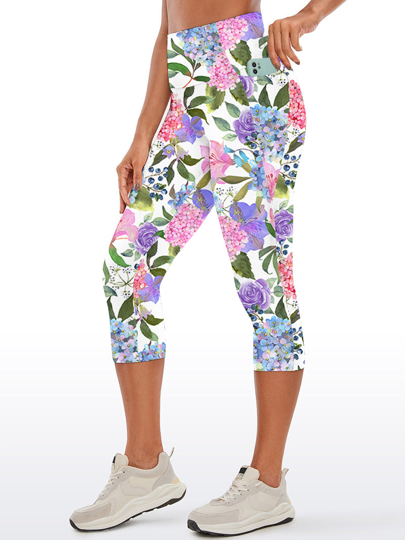 Flower hydrangea roses and leaves capris