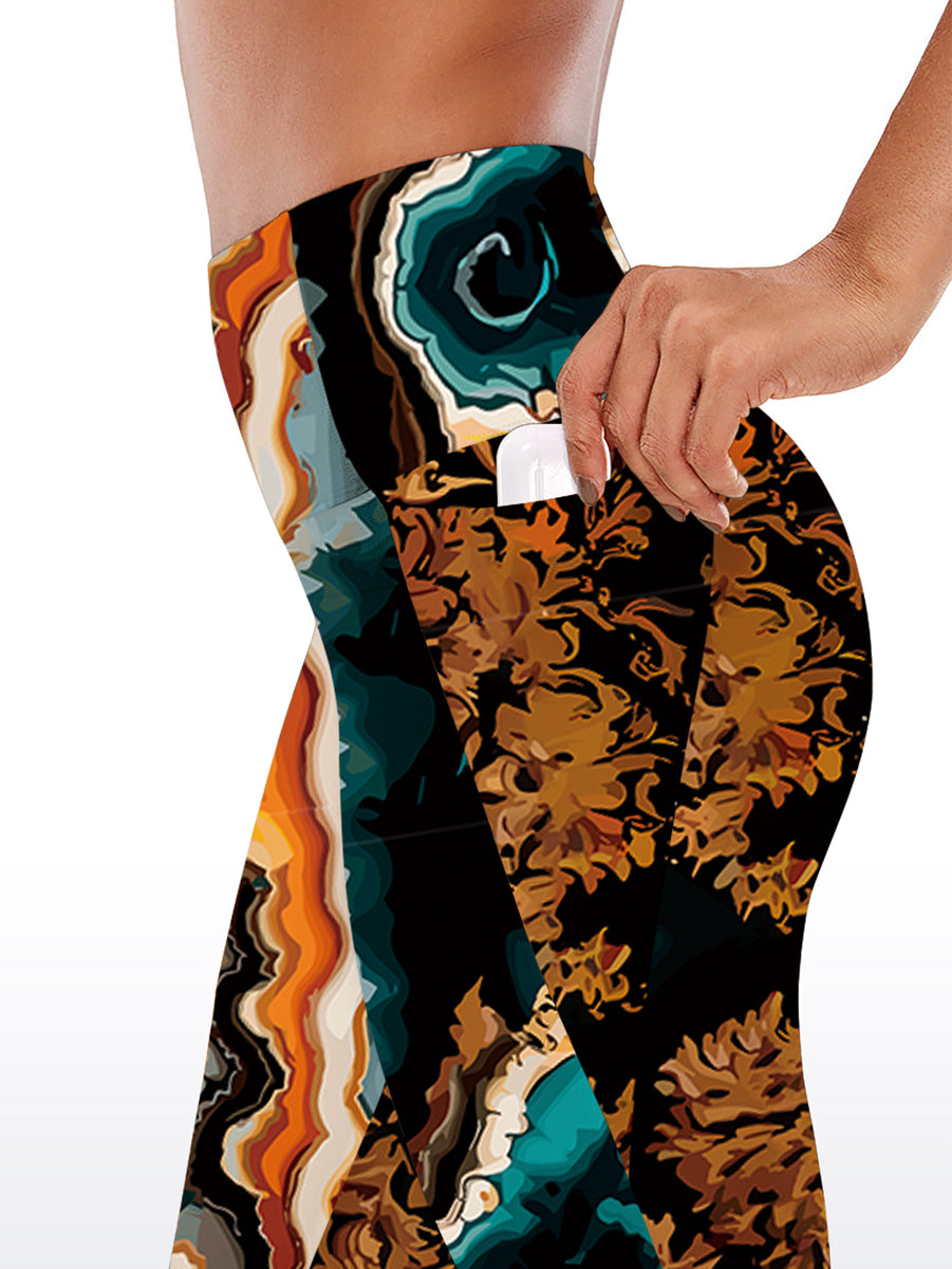 Vibrant agate pattern tie dye water ripple capris