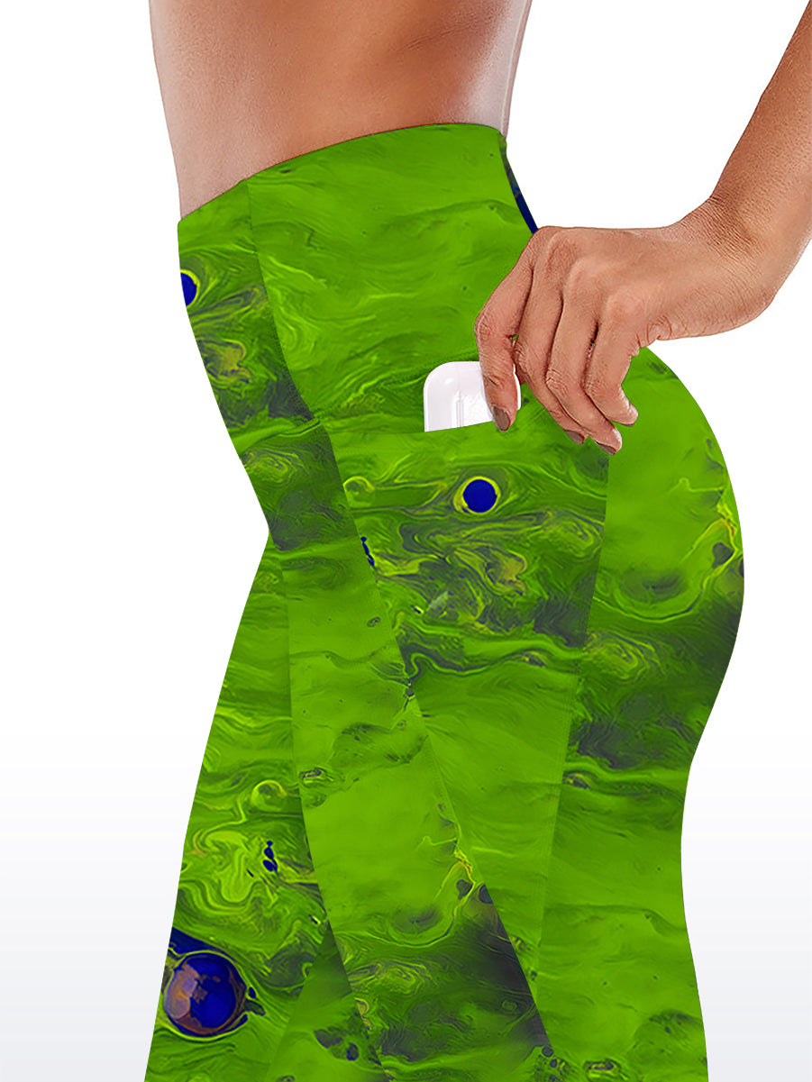 Abstract psychedelic green fluid water ripple capris