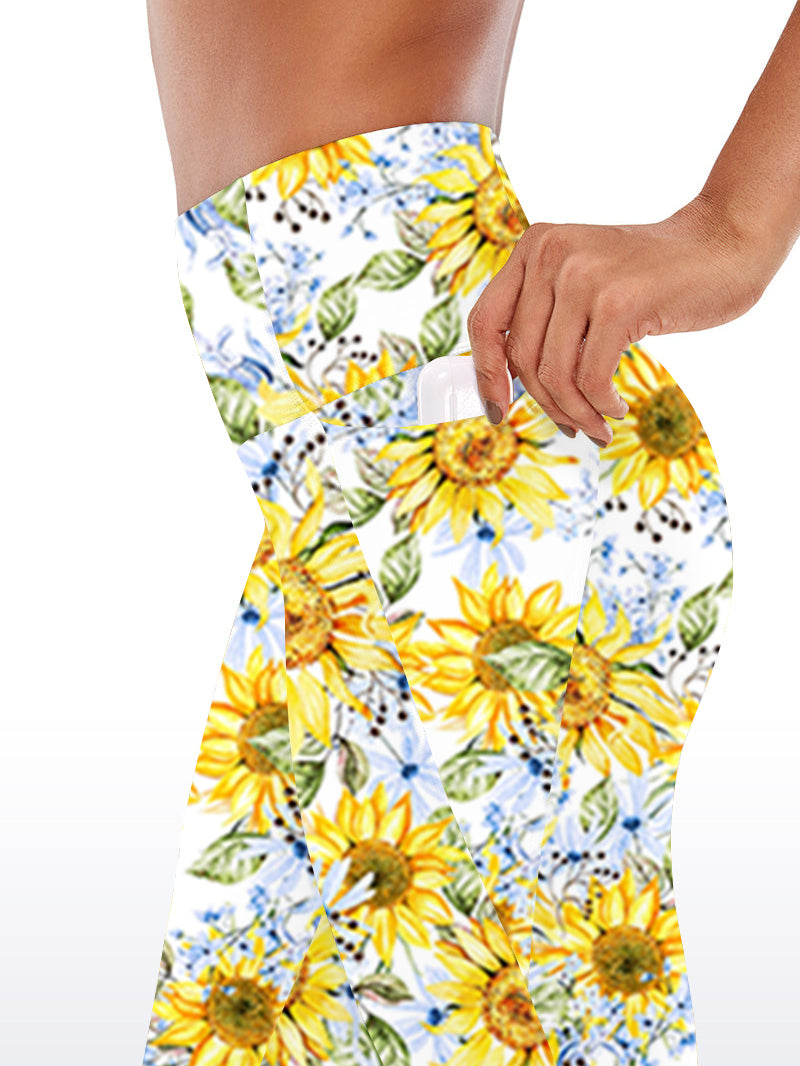 Flower watercolor sunflower yellow capris