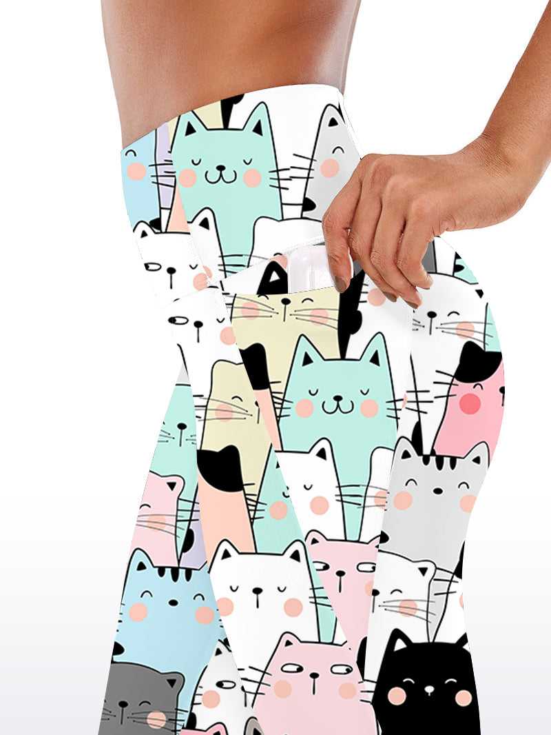Animal cartoon colorful cat head capris