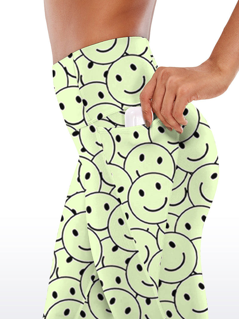 Funny smile dope faces seamless green capris