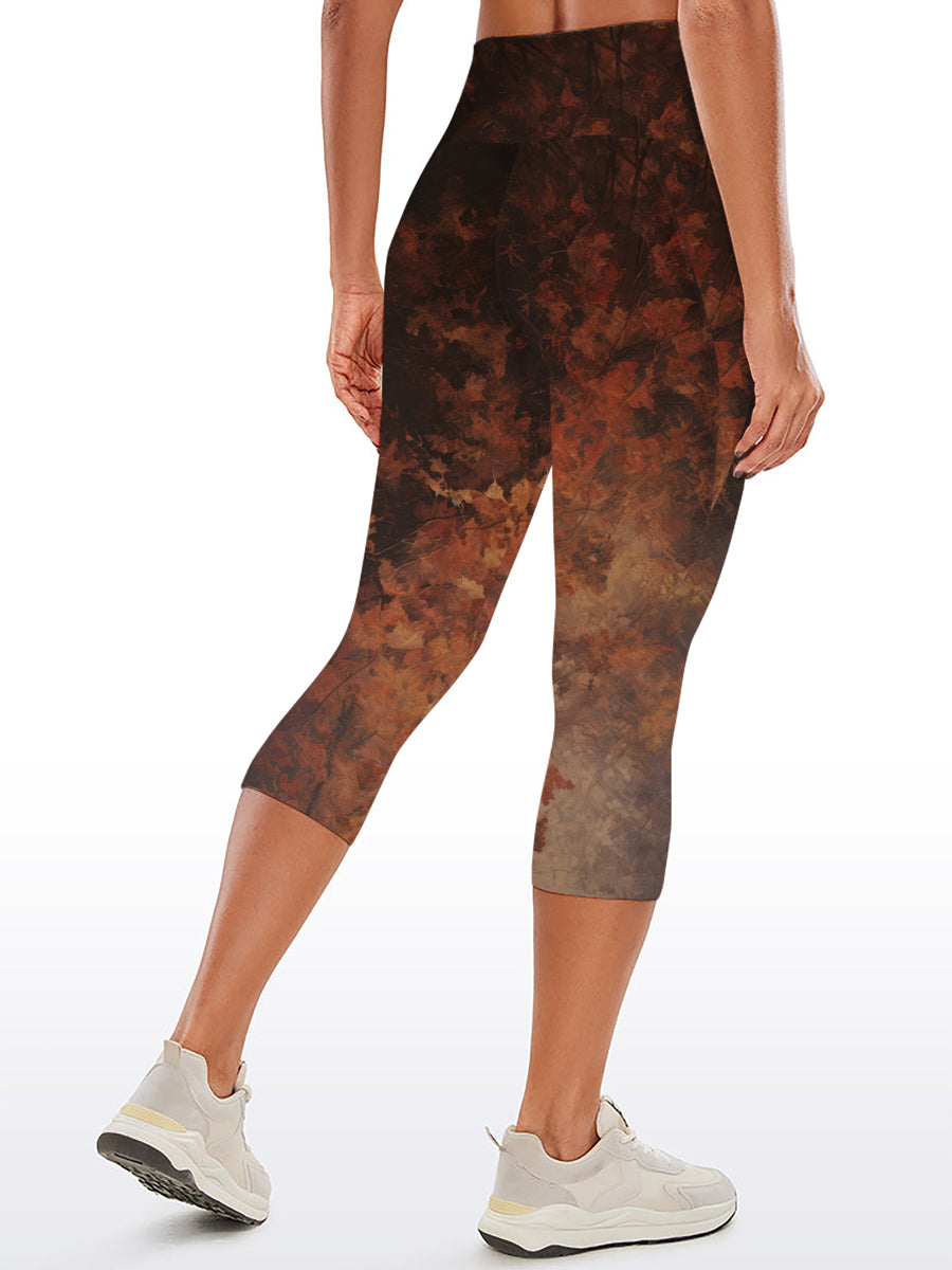 Botanical autumn maple leaves scattered capris