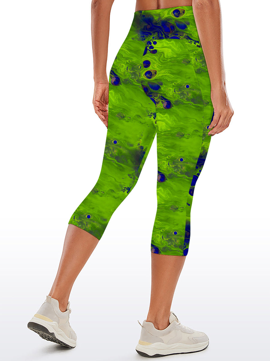 Abstract psychedelic green fluid water ripple capris