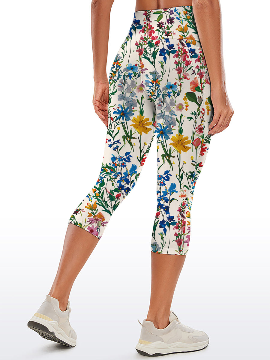 Hand painted wildflowers seamless capris