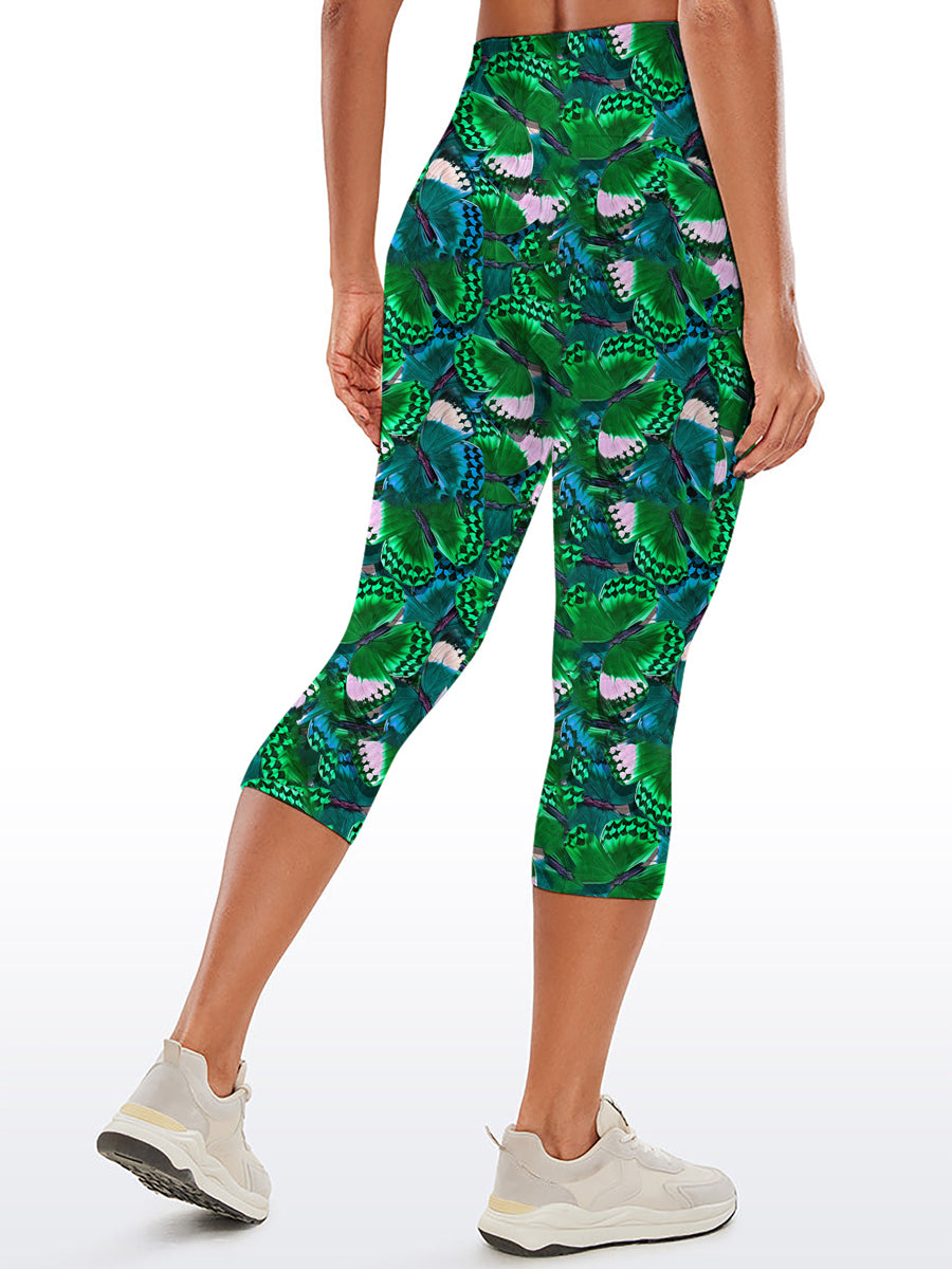 Animal watercolor green butterfly capris