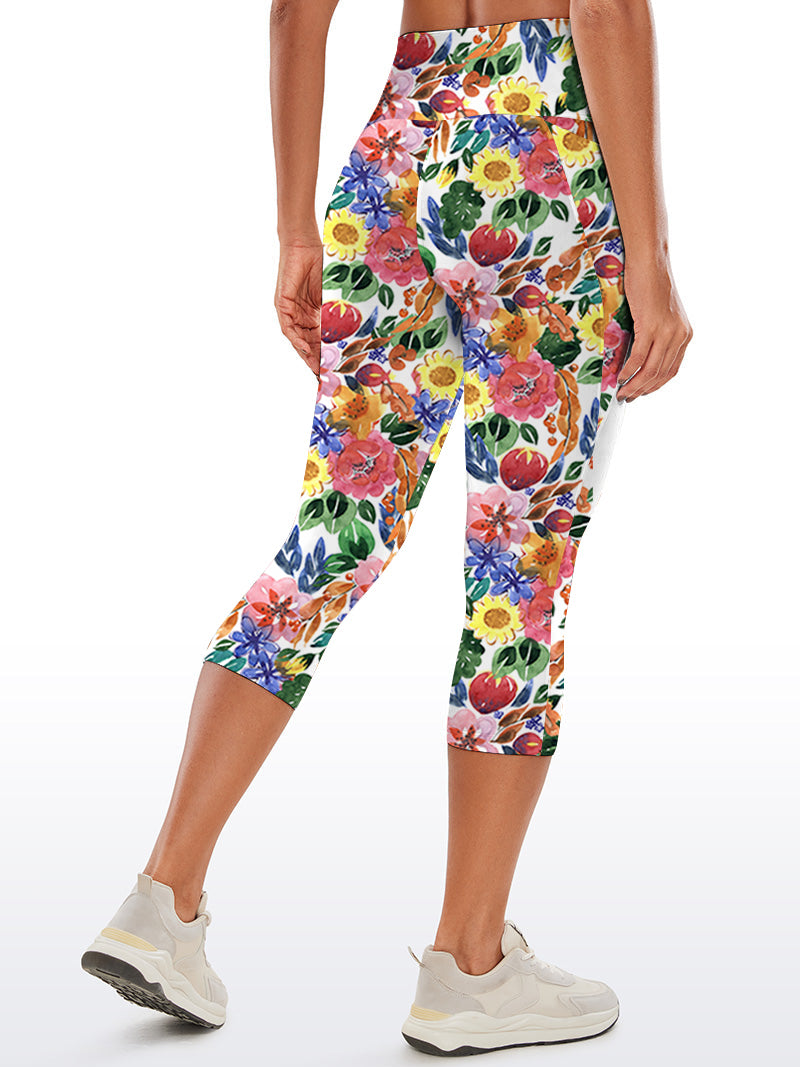 Flower hibiscus sunflower watercolor capris