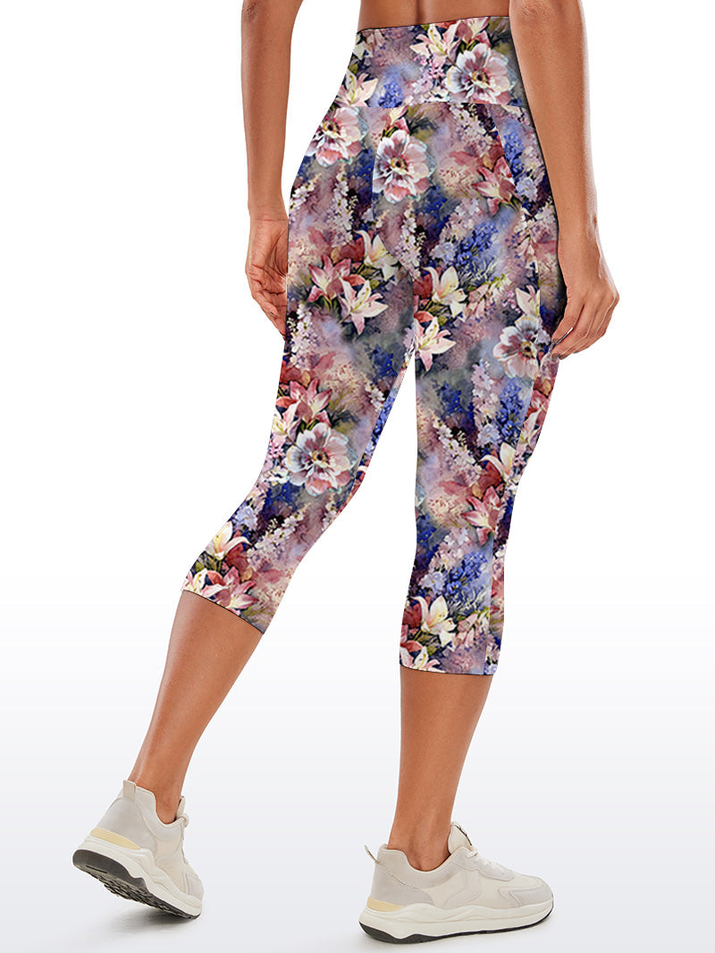 Flower magnolia peonies patchwork capris