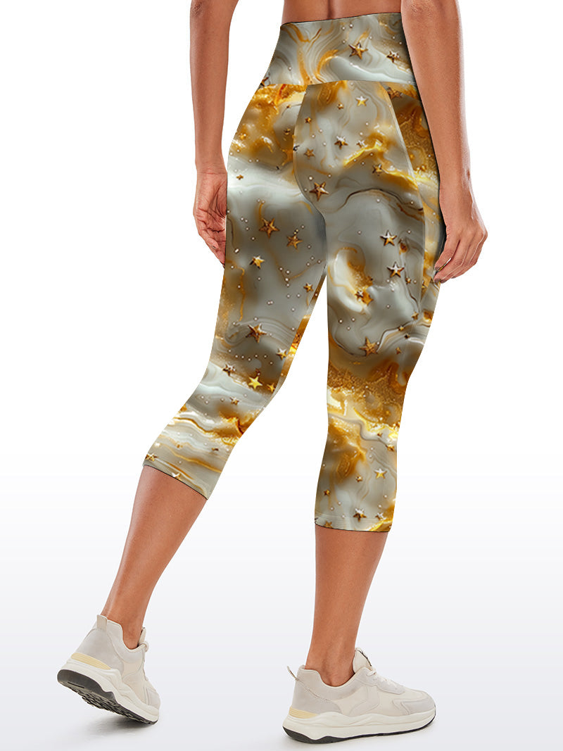 Gilt water ripple gold star capris