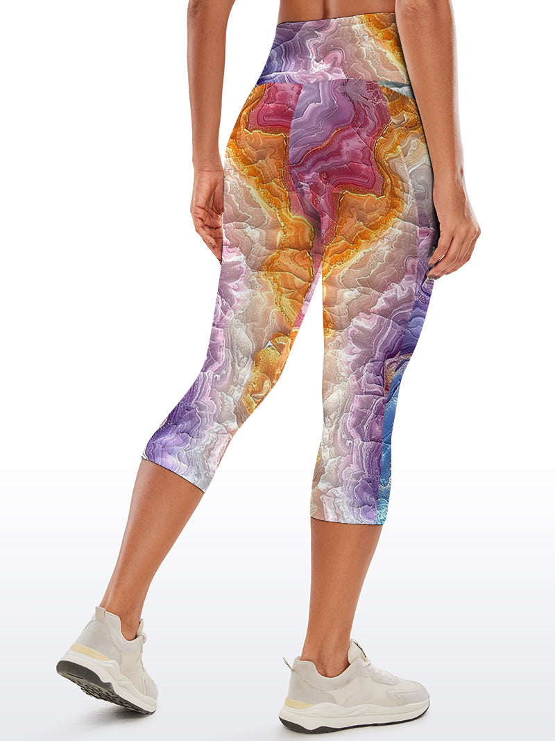 Colorful gradient marble gilt water ripple capris