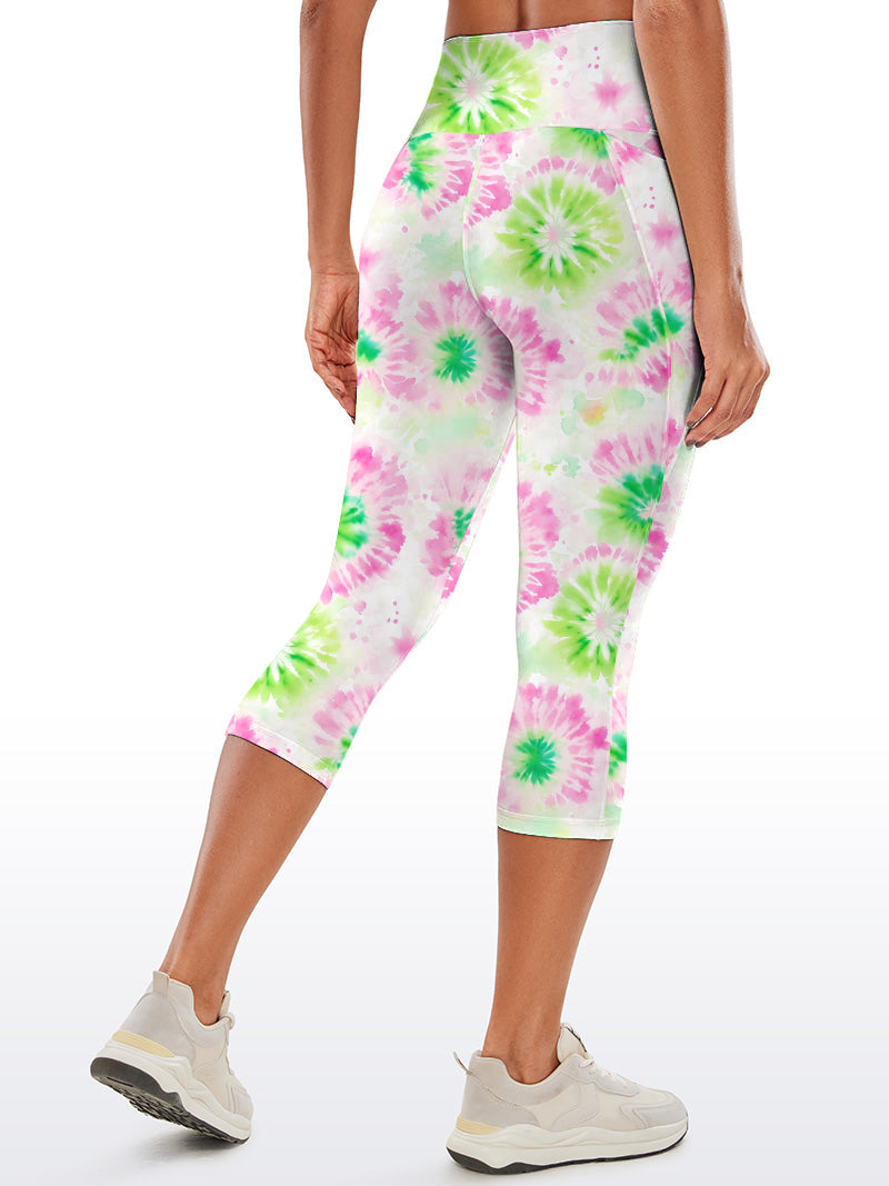Colorful green pink tie dye seamless capris