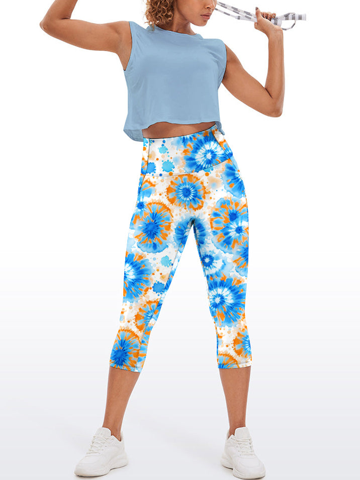 Colorful blue swirl tie dye capris
