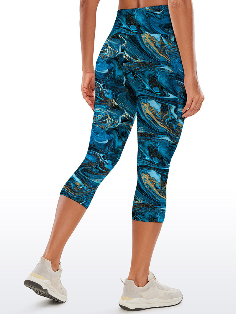 Blue and golden marble liquid water ripple capris