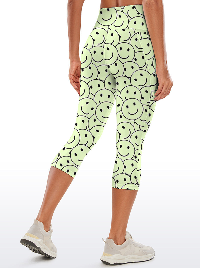 Funny smile dope faces seamless green capris