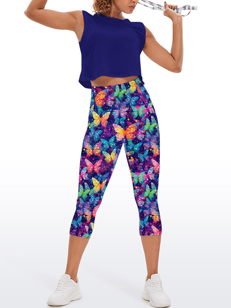 Animal colorful splicing butterfly capris