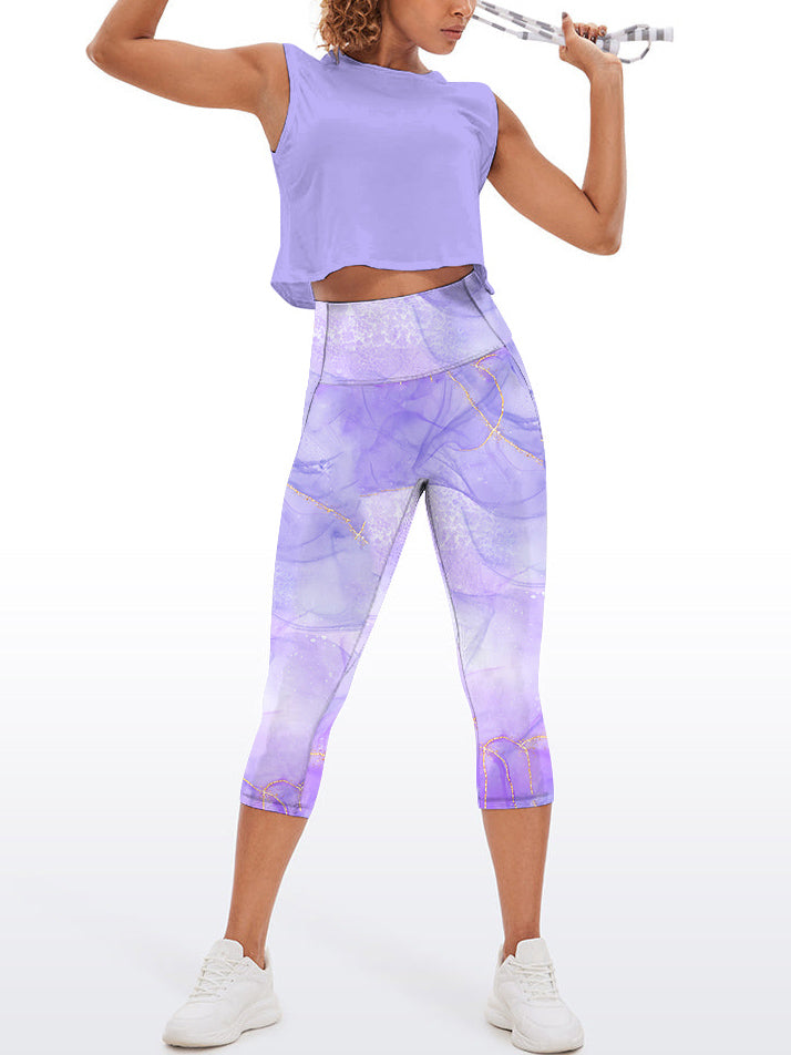 Purple gilt water ripple capris