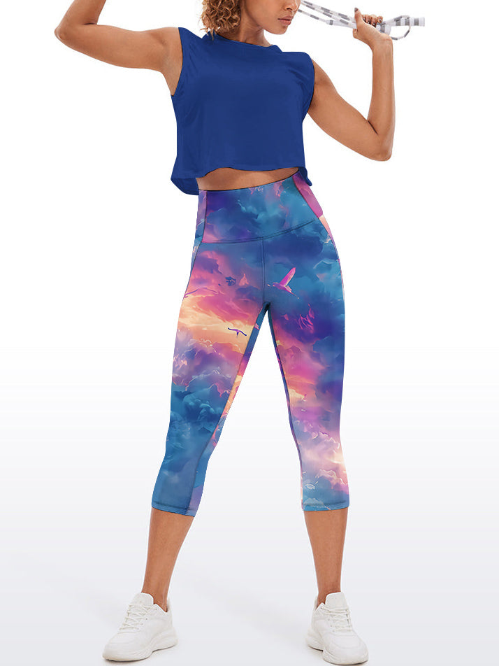 Watercolor twilight sky clouds warm light capris