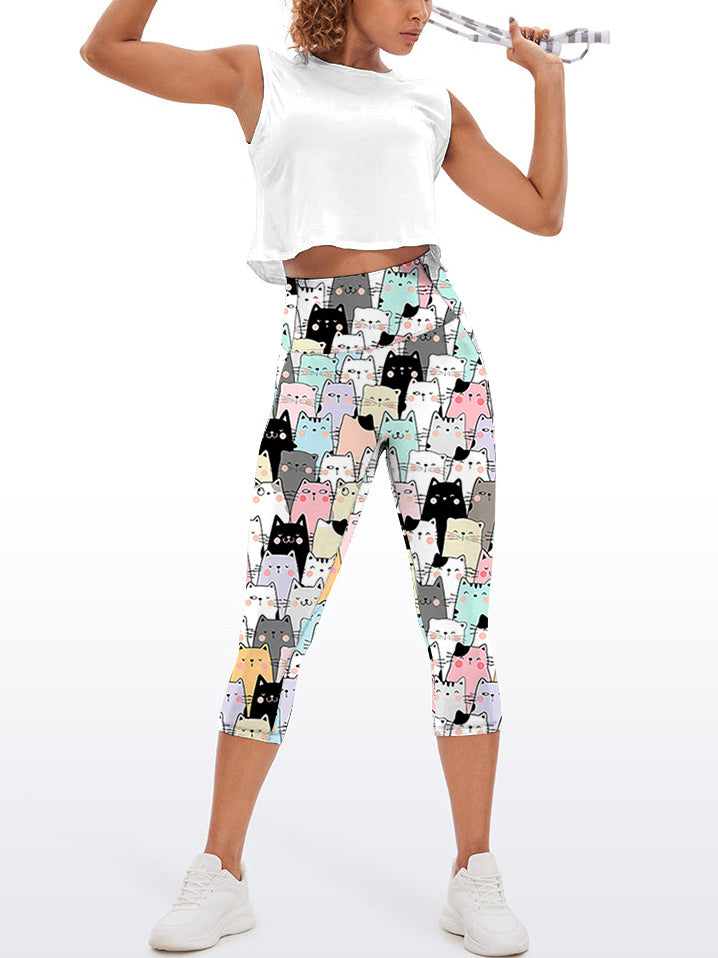 Animal cartoon colorful cat head capris