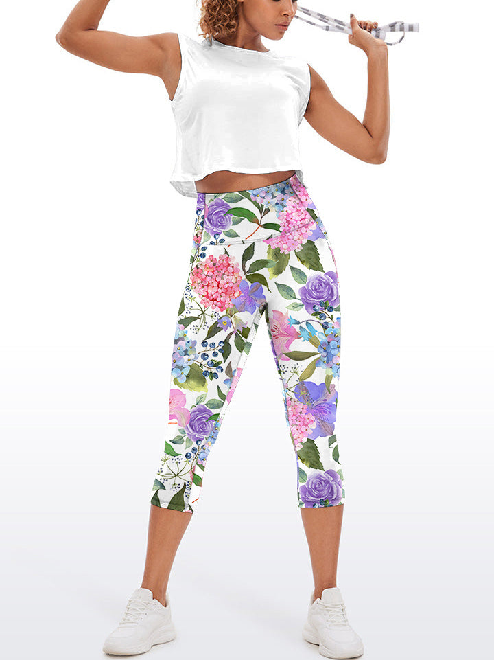 Flower hydrangea roses and leaves capris
