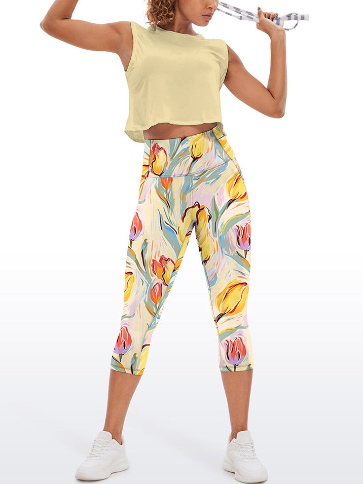 Flower tulip oil painting yellow capris