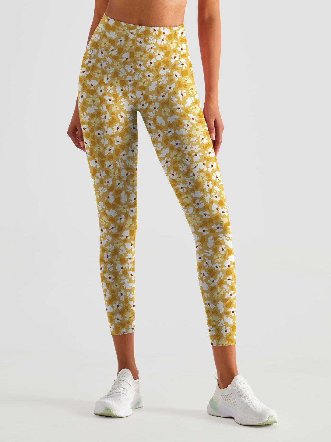 Flower yellow ditsy flower leggings
