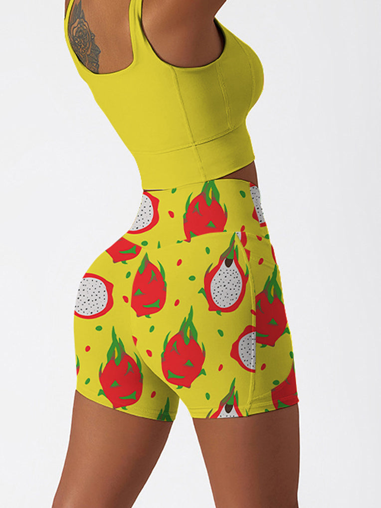 Fruit red pitaya yellow shorts