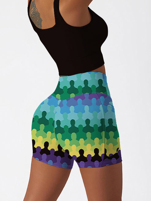 Geometry colorful humanoid gradient shorts
