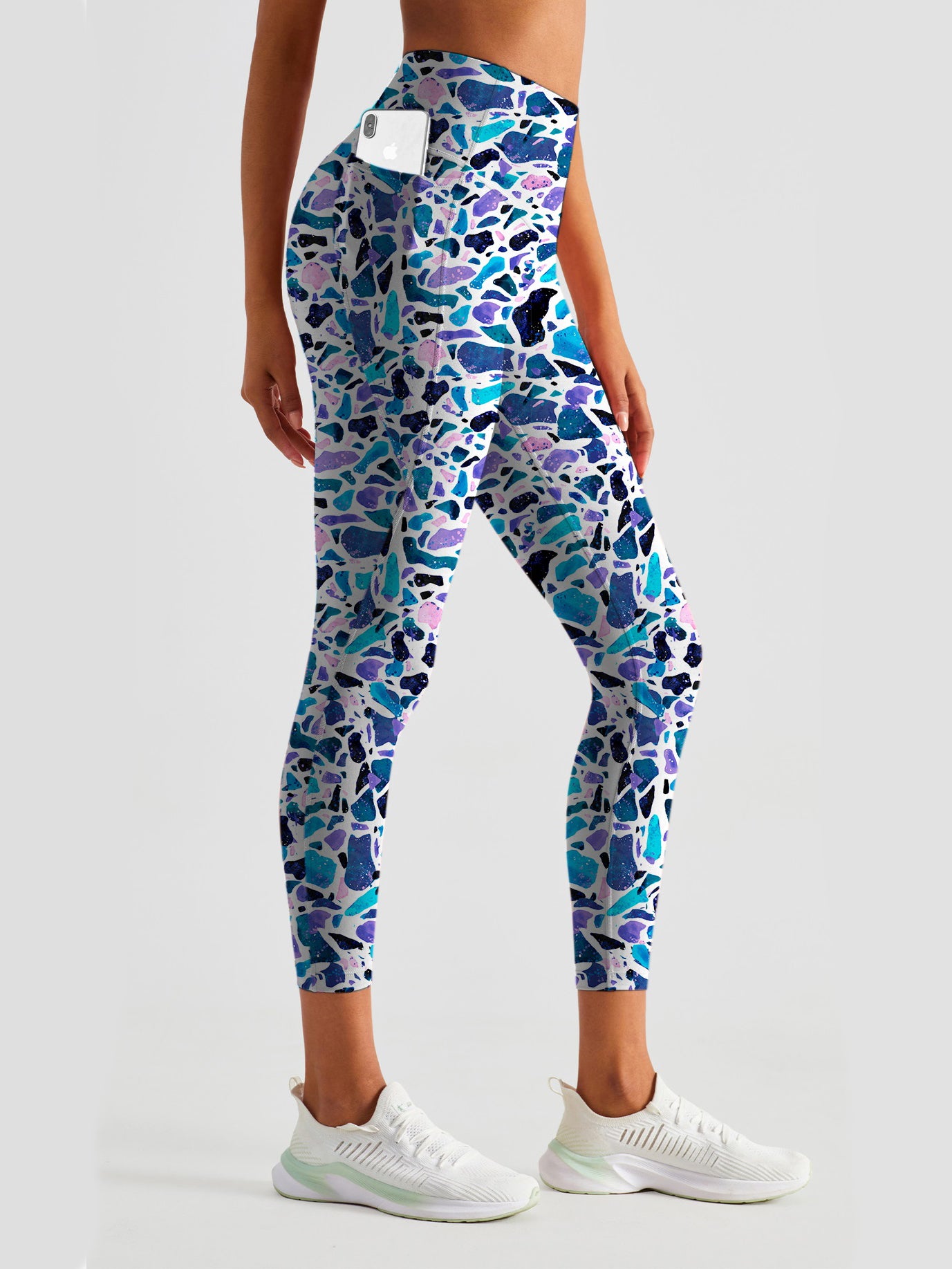 Irregular color block yoga leggings