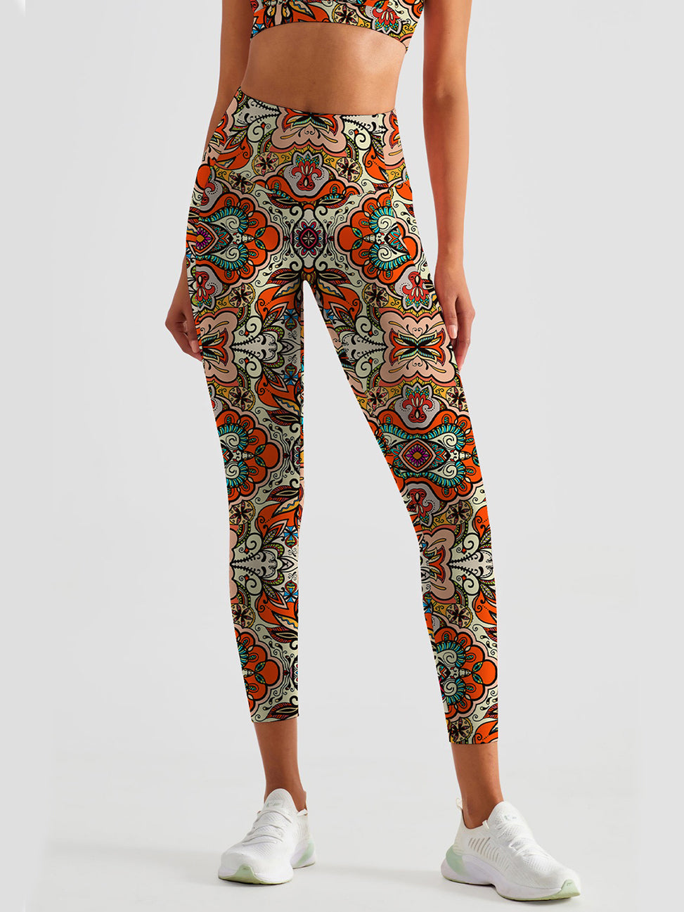 Ethnic ukrainian floral pattern leggins