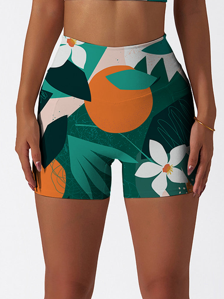 Botanical monstera leaf flower shorts