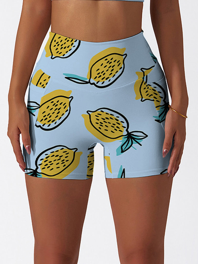 Fruit lemon hand sketching blue shorts