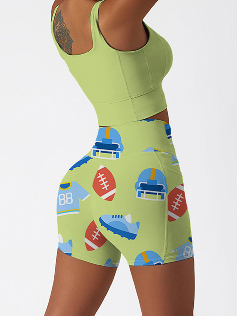 Cartoon rugby jersey printed shorts