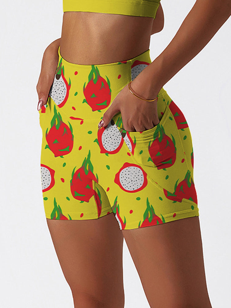 Fruit red pitaya yellow shorts