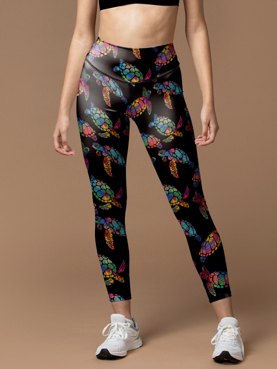 Ocean turtle colorful shining leggings