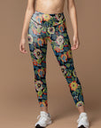 Flowers hand drawn colorful wildflower leggings